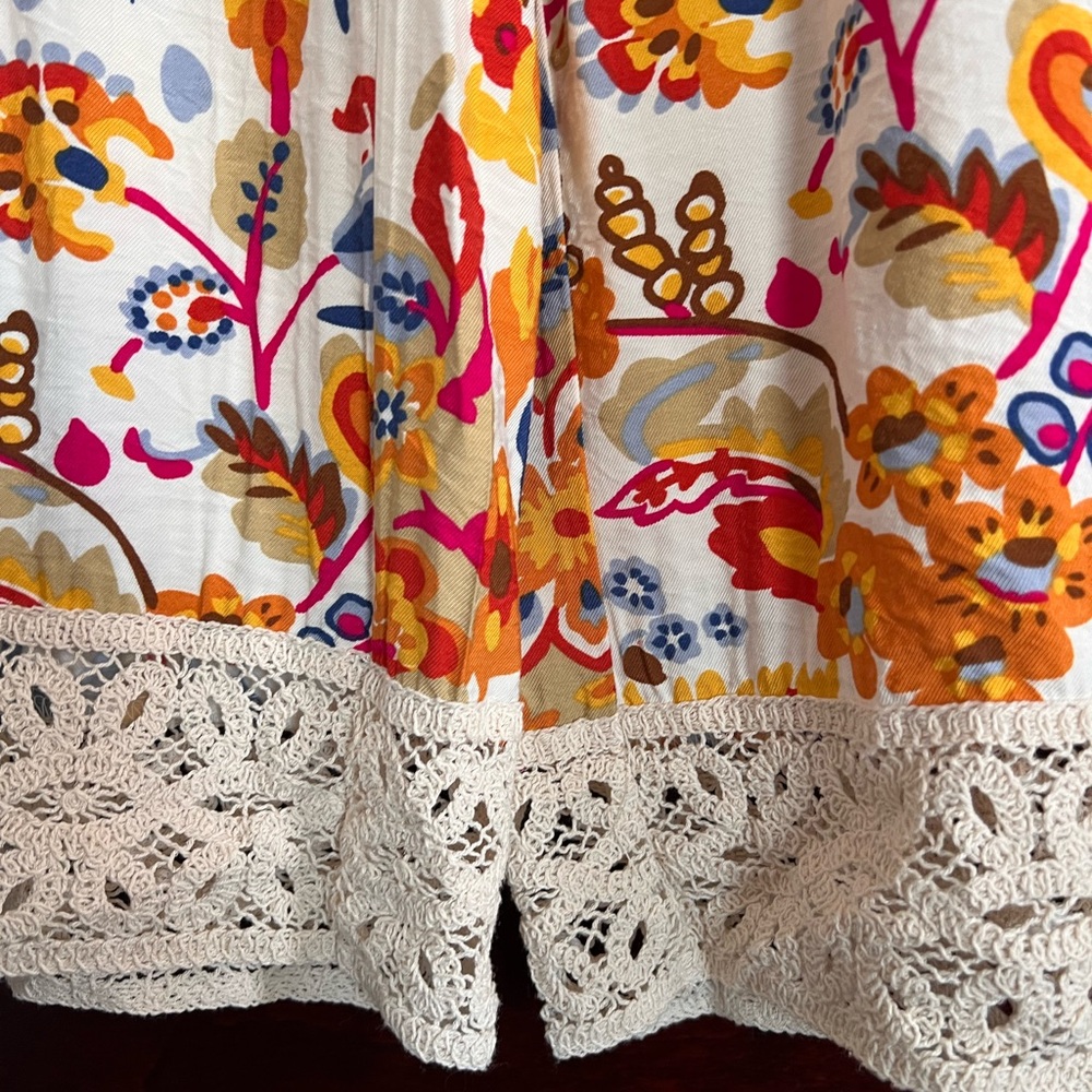 NWT Rachel Zoe Linen Blend Wide Leg Cropped Pant Crochet Ankle Colorful size XS - Picture 3 of 10